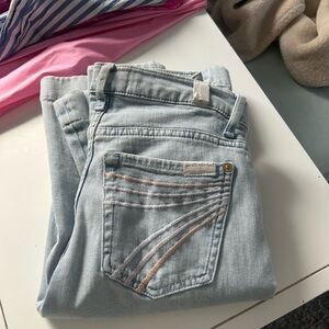 7 For All Mankind Sky Blue Jeans with Pink Stitching